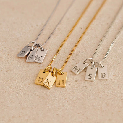 Engraved Letter Pendant Necklace